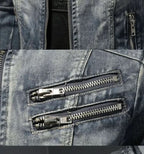 Calico | Men's Retro Denim Jacket - Vintage Washed Trucker Jean Jacket with Flap Pockets