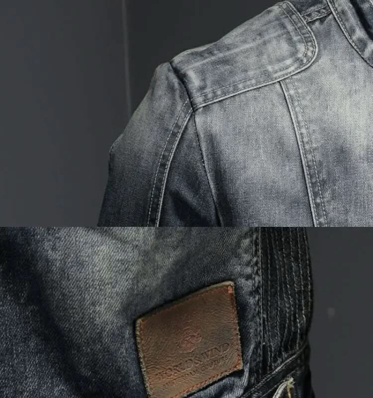 Calico | Men's Retro Denim Jacket - Vintage Washed Trucker Jean Jacket with Flap Pockets