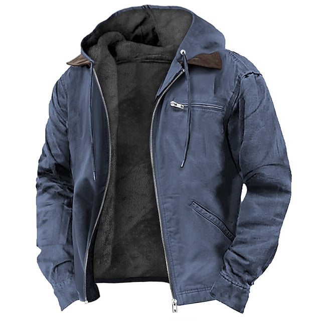 Calico | Men's Full-Zip Jacket with Pockets - Casual Lightweight Windbreaker & Bomber Blue