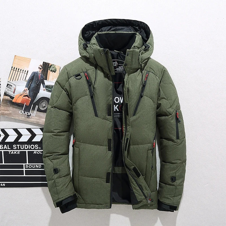Figueral | Men’s Puffer Jacket | Coat with Zipper Pockets Green