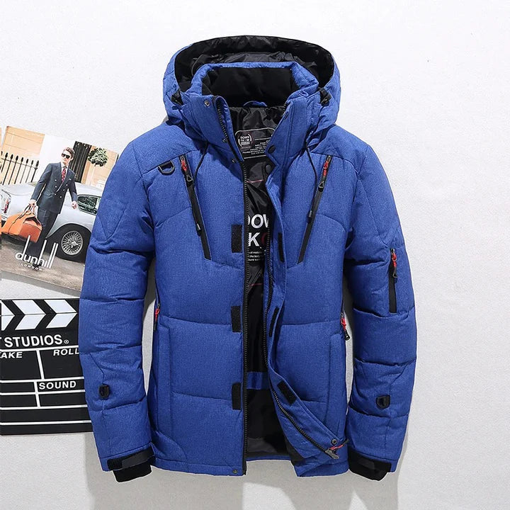 Figueral | Men’s Puffer Jacket | Coat with Zipper Pockets Blue