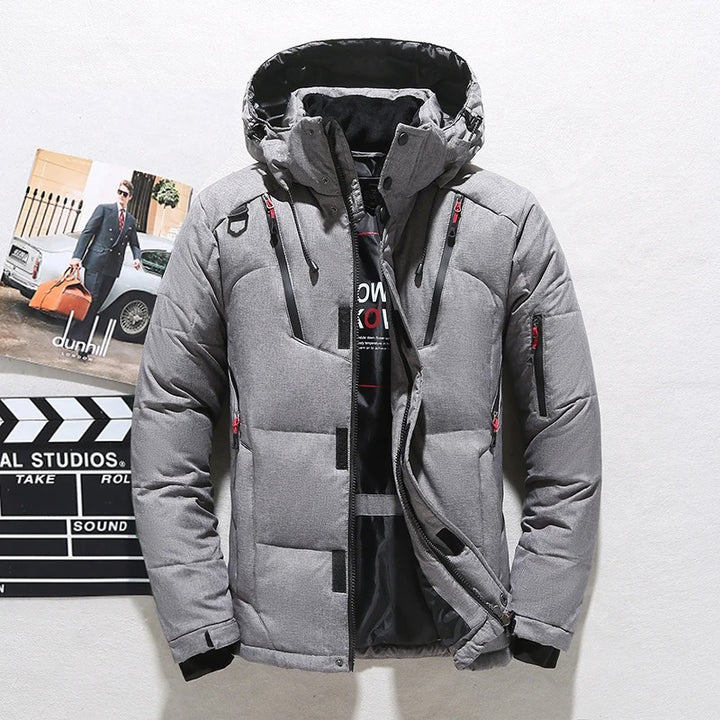 Figueral | Men’s Puffer Jacket | Coat with Zipper Pockets Gray