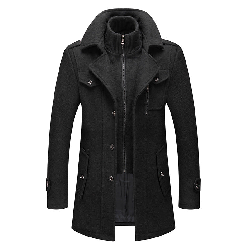 Mane | Men’s Wool Coat with Stand Collar Black