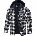 Nisyros | Men's Jacket | Plaid Hooded Zip-Front Black