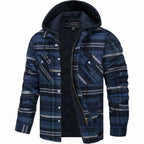 Nisyros | Men's Jacket | Plaid Hooded Zip-Front Navy blue