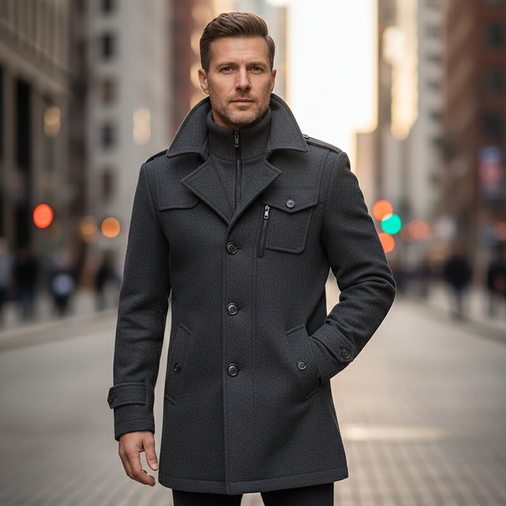 Mane | Men’s Wool Coat with Stand Collar