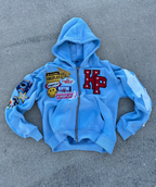 Men's Viral KP Zip-Up Hoodie - Full-Zip Fleece Sweatshirt & Casual Track Jacket Blue