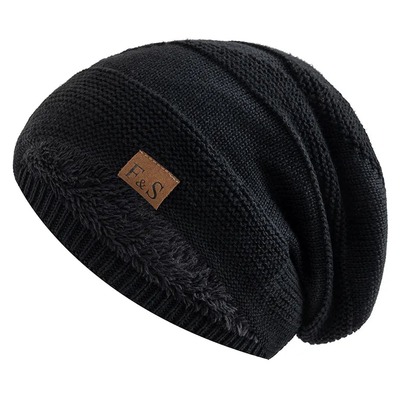 Chāme | Warm Winter Beanie with Fleece Lining Black 56cm-58cm