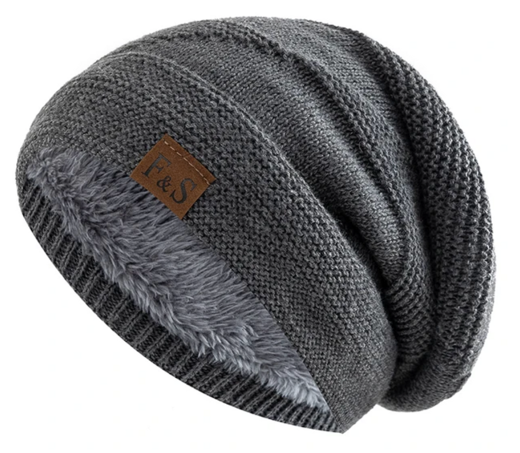 Chāme | Warm Winter Beanie with Fleece Lining Grey 56cm-58cm