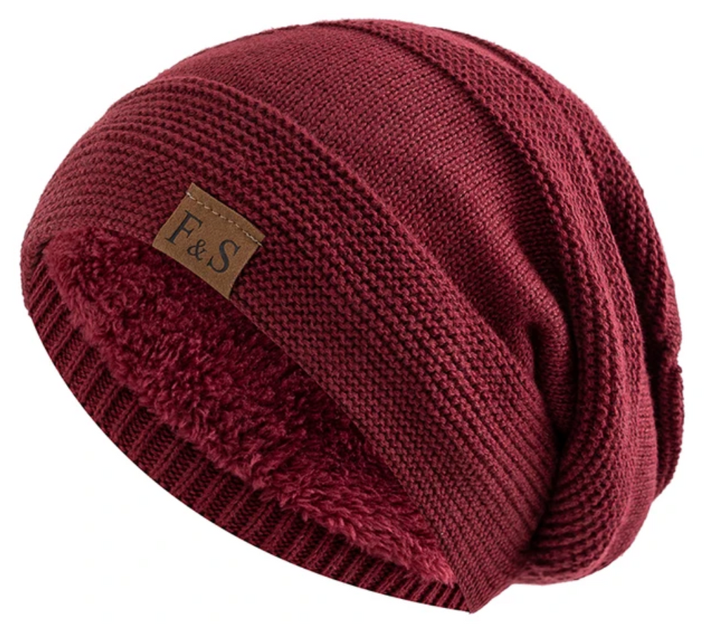Chāme | Warm Winter Beanie with Fleece Lining Red 56cm-58cm