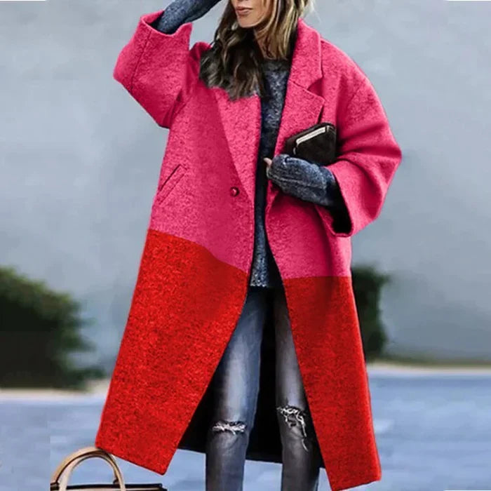 Flōre | Women's Long Winter Coat - Warm Full-Length Overcoat Red