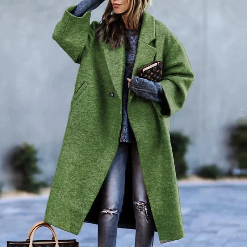Flōre | Women's Long Winter Coat - Warm Full-Length Overcoat Green