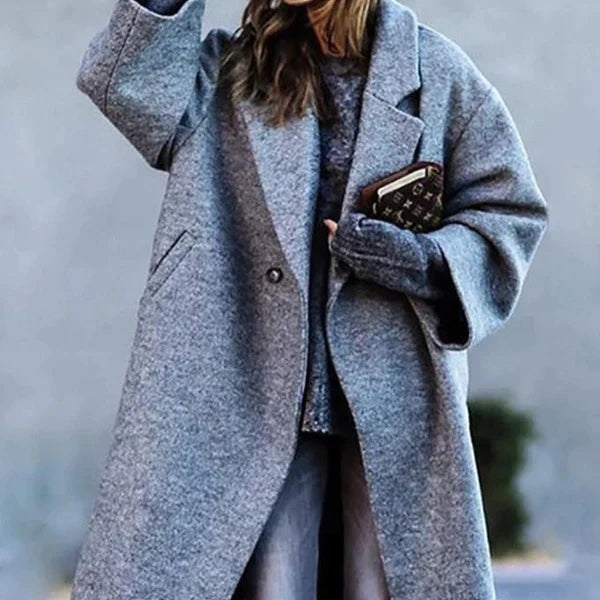 Flōre | Women's Long Winter Coat - Warm Full-Length Overcoat Gray