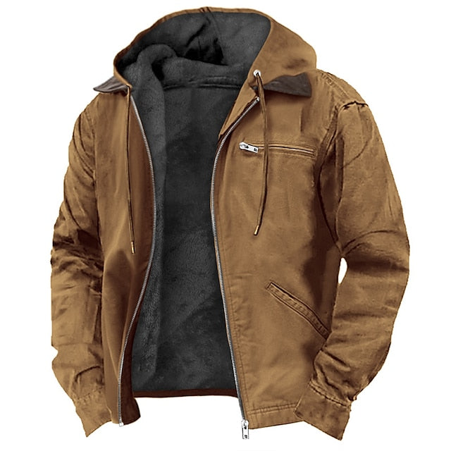 Calico | Men's Full-Zip Jacket with Pockets - Casual Lightweight Windbreaker & Bomber Brown